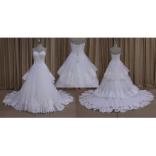 Ly-008 gros couche dentelle tulle grande frontière robe de mariée 2016